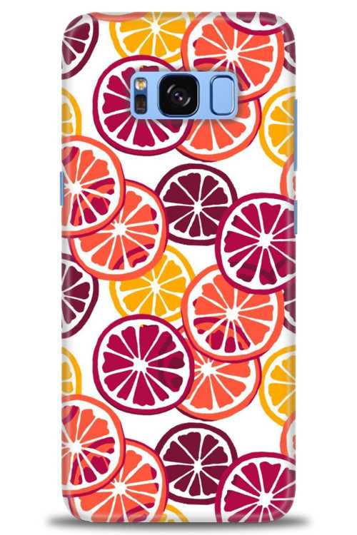 Samsung Galaxy S8 Kılıf HD Baskılı Kılıf - Bordo Limon Dilimleri