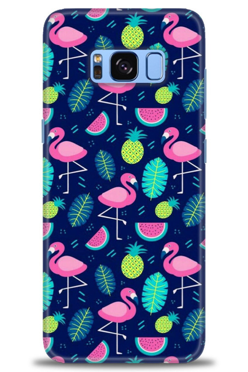Samsung Galaxy S8 Kılıf HD Baskılı Kılıf - Flamingo Ananas