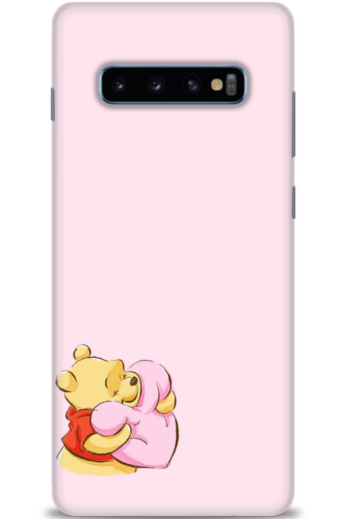 Samsung Galaxy S10 Plus Kılıf HD Baskılı Kılıf - Winnie the Pooh Kalpli