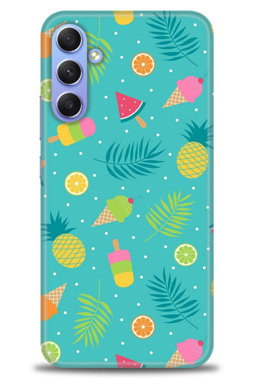 Samsung Galaxy A24 Kılıf HD Baskılı Kılıf - Dondurma ve Yapraklar