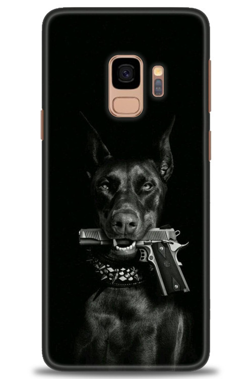 Samsung Galaxy S9 Kılıf HD Baskılı Kılıf - Tabanca ve Köpek