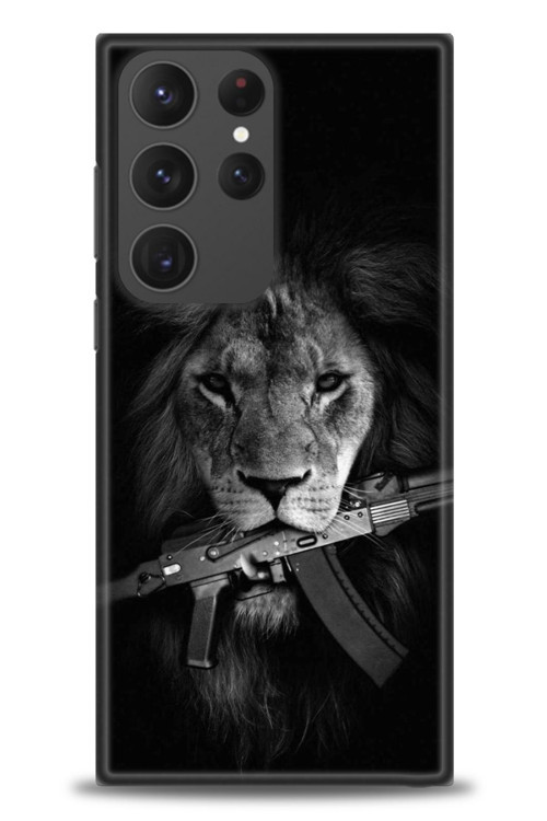 Samsung Galaxy S24 Ultra Kılıf HD Baskılı Kılıf - Tüfek ve Aslan