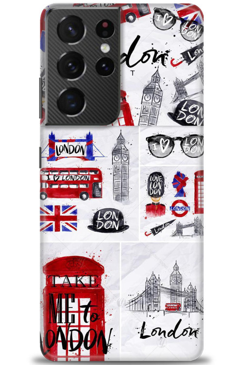 Samsung Galaxy S21 Ultra Kılıf HD Baskılı Kılıf - London Set