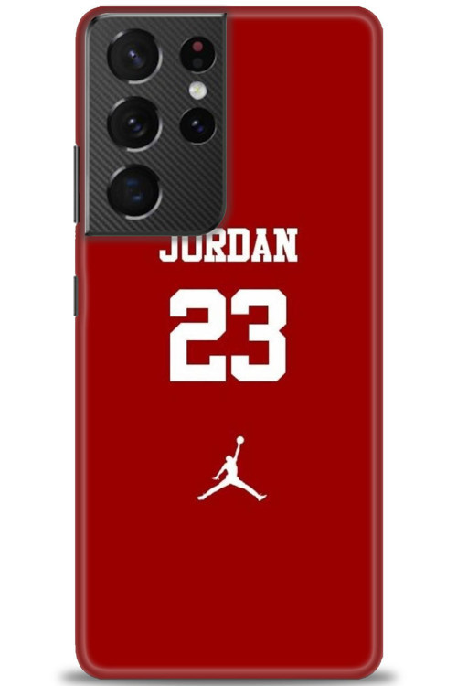 Samsung Galaxy S21 Ultra Kılıf HD Baskılı Kılıf - Jordan Kırmızı