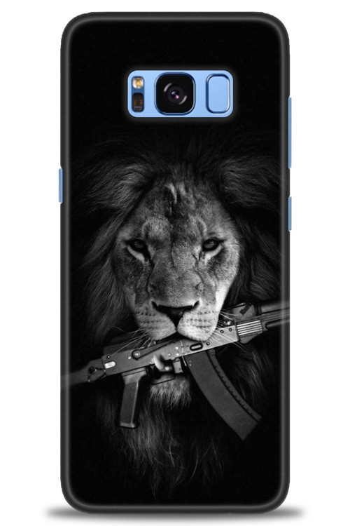 Samsung Galaxy S8 Kılıf HD Baskılı Kılıf - Tüfek ve Aslan