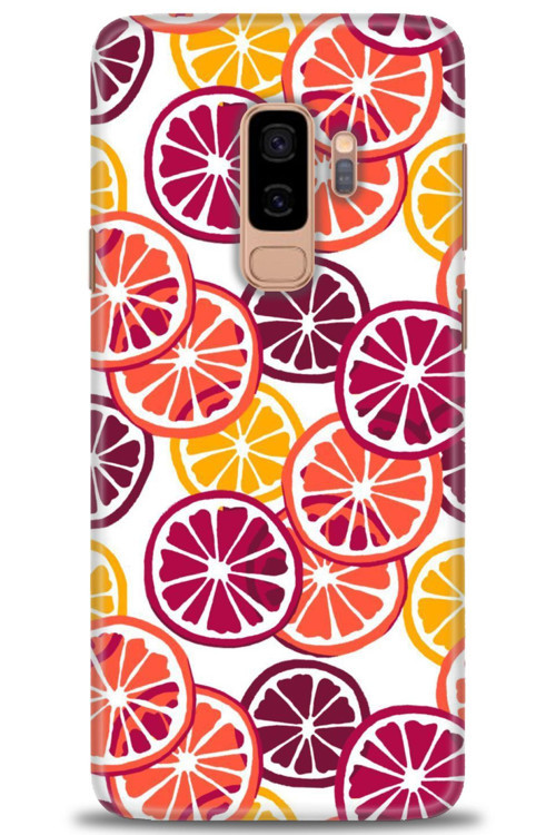 Samsung Galaxy S9 Plus Kılıf HD Baskılı Kılıf - Bordo Limon Dilimleri