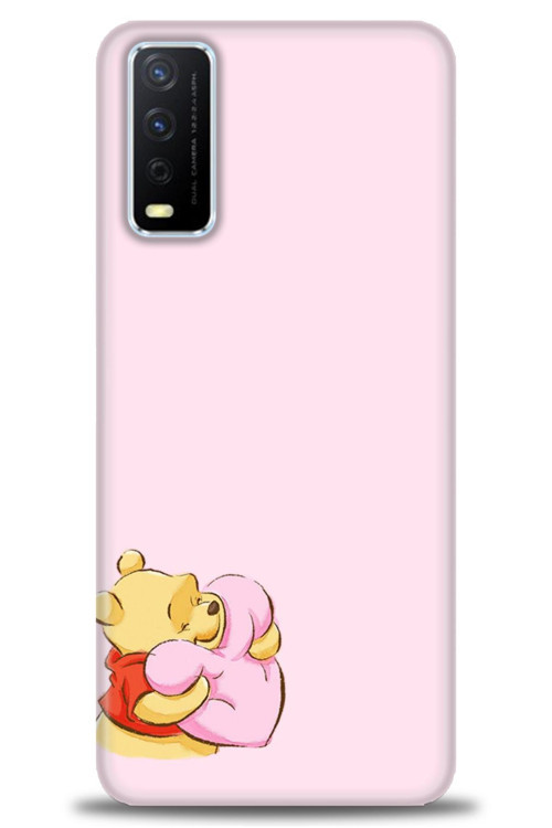 Vivo Y11S Kılıf HD Baskılı Kılıf - Winnie the Pooh Kalpli