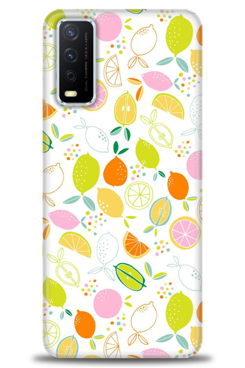 Vivo Y20S Kılıf HD Baskılı Kılıf - Renkli Limonlar