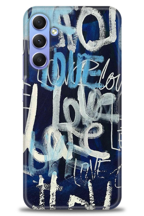 Samsung Galaxy S24 Kılıf HD Baskılı Kılıf - Love Mavi