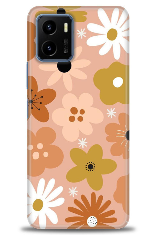 Vivo Y15S Kılıf HD Baskılı Kılıf - Kahveli Çiçekler