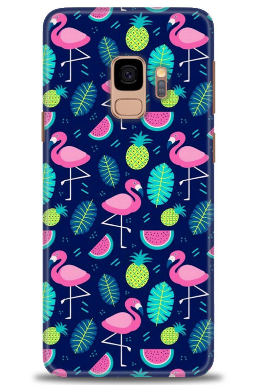 Samsung Galaxy S9 Kılıf HD Baskılı Kılıf - Flamingo Ananas