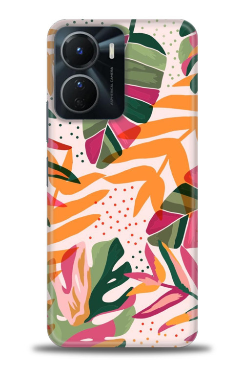 Vivo Y16 Kılıf HD Baskılı Kılıf - Turuncu Pembe