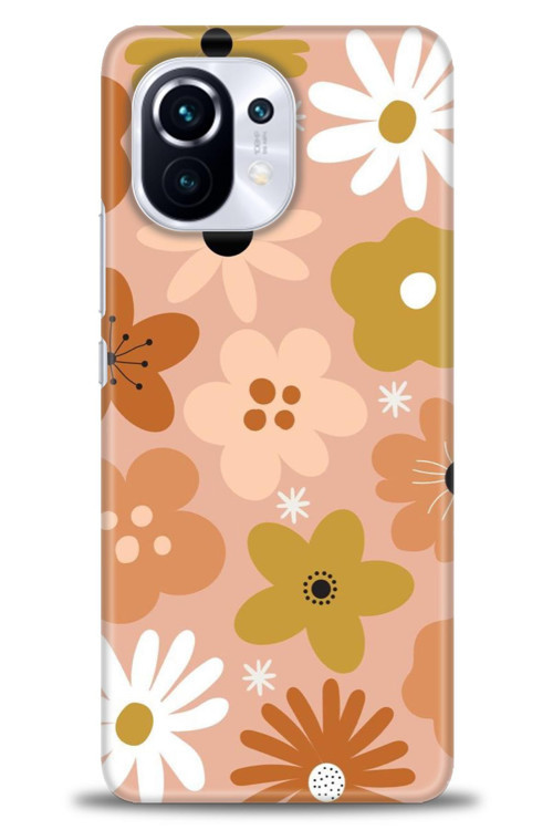 Xiaomi Mi 11 Kılıf HD Baskılı Kılıf - Kahveli Çiçekler