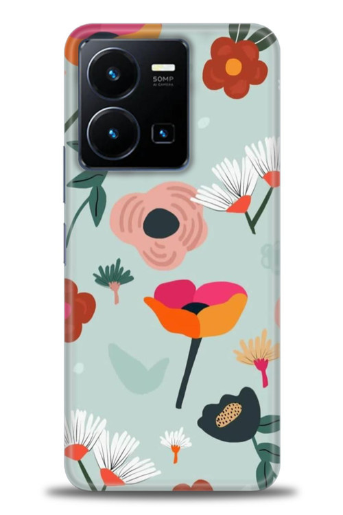 Vivo Y35 Kılıf HD Baskılı Kılıf - Çiçekli Dallar