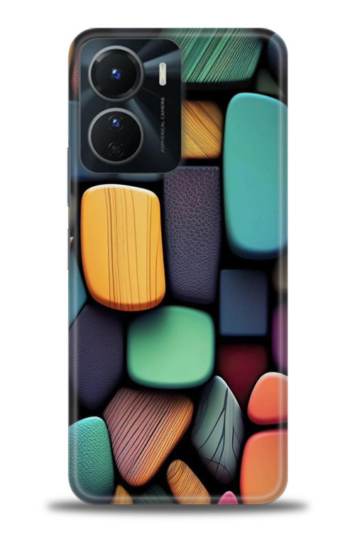 Vivo Y16 Kılıf HD Baskılı Kılıf - Renkli Taşlar