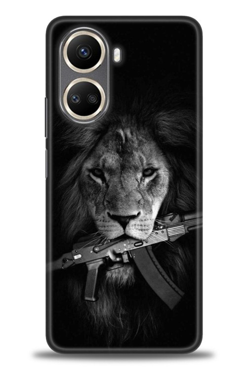 Tecno Camon 19 Pro Kılıf HD Baskılı Kılıf - Tüfek ve Aslan