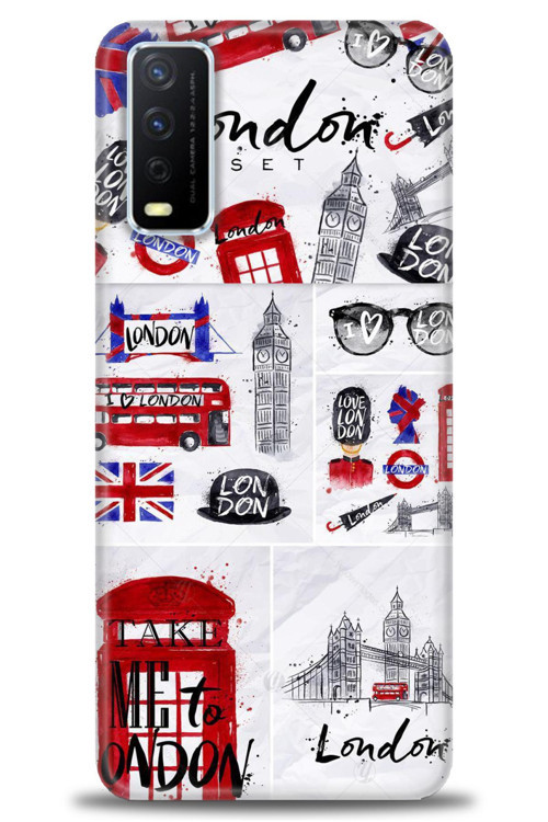 Vivo Y20 Kılıf HD Baskılı Kılıf - London Set