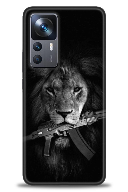 Xiaomi Mi 12T Kılıf HD Baskılı Kılıf - Tüfek ve Aslan