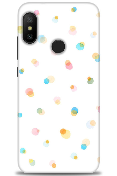 Xiaomi Mi A2 Lite Kılıf HD Baskılı Kılıf - Rengarenk Puantiye