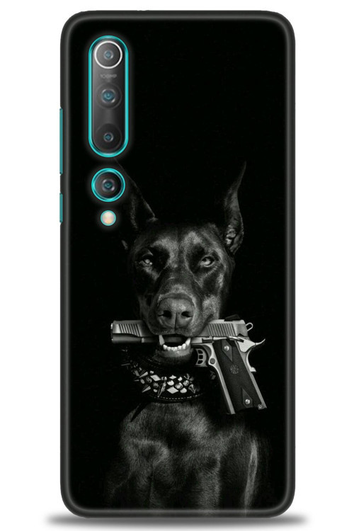 Xiaomi Mi 10 Kılıf HD Baskılı Kılıf - Tabanca ve Köpek