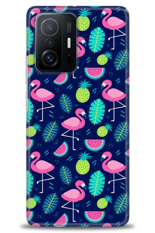 Xiaomi Mi 11T Kılıf HD Baskılı Kılıf - Flamingo Ananas