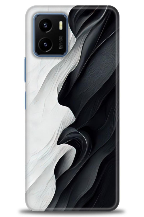 Vivo Y21 Kılıf HD Baskılı Kılıf - Black and White