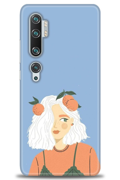 Xiaomi Mi Note 10 Pro Kılıf HD Baskılı Kılıf - Beyaz Saçlı Kız