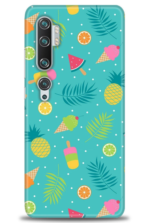 Xiaomi Mi Note 10 Pro Kılıf HD Baskılı Kılıf - Dondurma ve Yapraklar