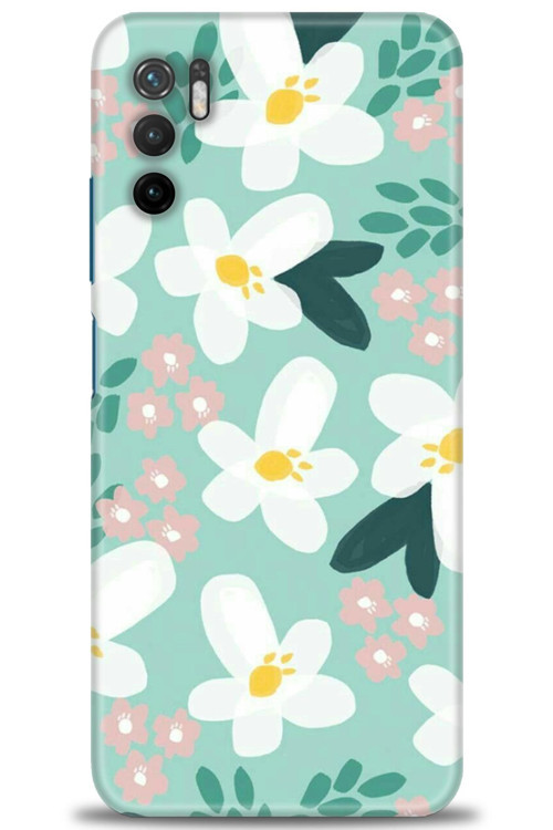 Xiaomi Poco M3 Pro Kılıf HD Baskılı Kılıf - Pembe Beyaz Papatyalar