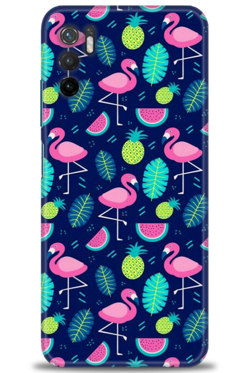 Xiaomi Poco M3 Pro Kılıf HD Baskılı Kılıf - Flamingo Ananas