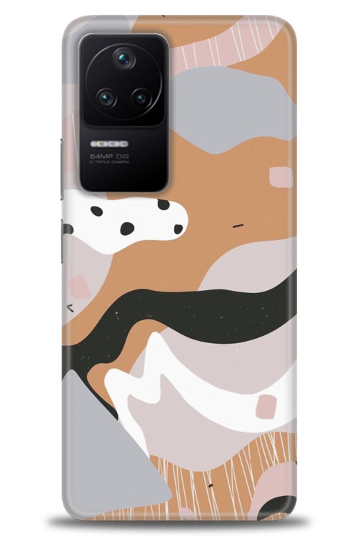 Xiaomi Poco F4 Kılıf HD Baskılı Kılıf - Kahve Beyaz
