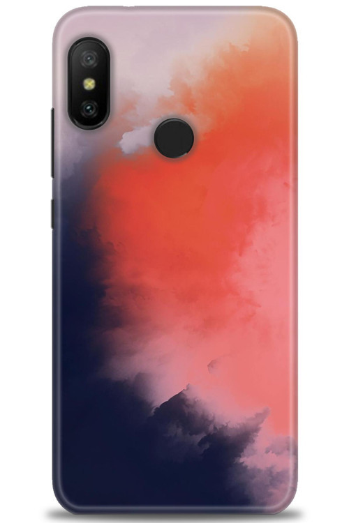 Xiaomi Mi A2 Lite Kılıf HD Baskılı Kılıf - Sisli Turuncu