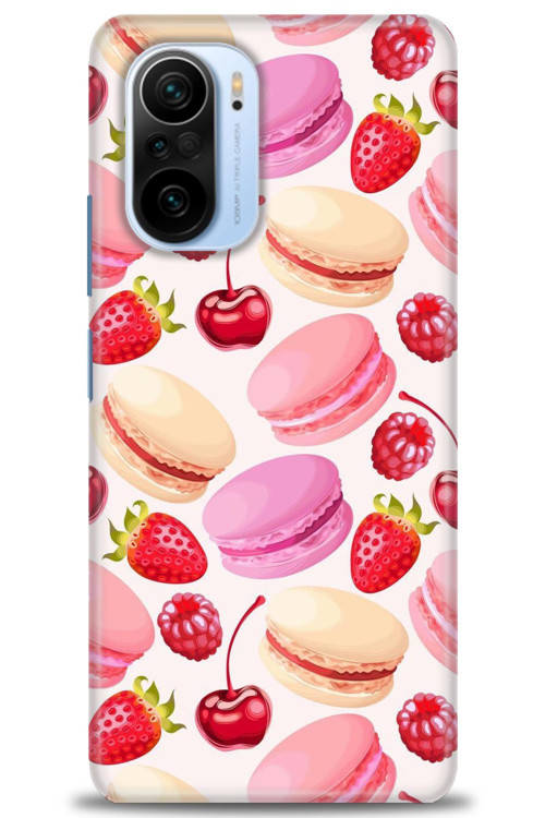 Xiaomi Poco F3 Kılıf HD Baskılı Kılıf - Makaron ve Çilekler