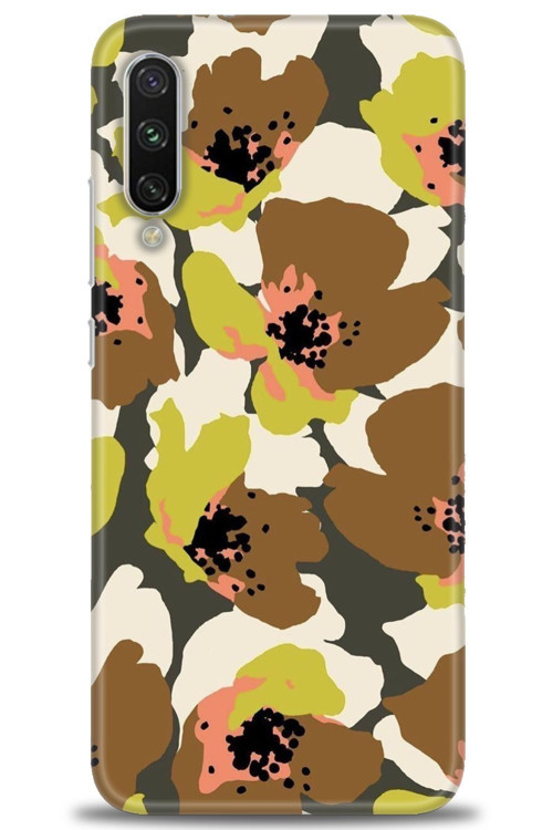 Xiaomi Mi A3 Kılıf HD Baskılı Kılıf - Yeşil Kahve Çiçekler