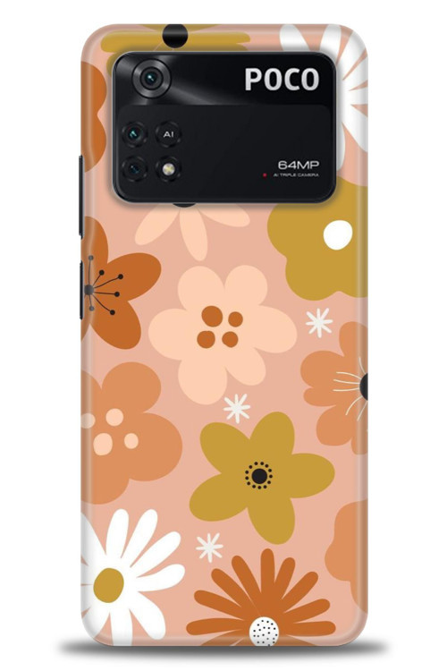 Xiaomi Poco M4 Pro 4G Kılıf HD Baskılı Kılıf - Kahveli Çiçekler