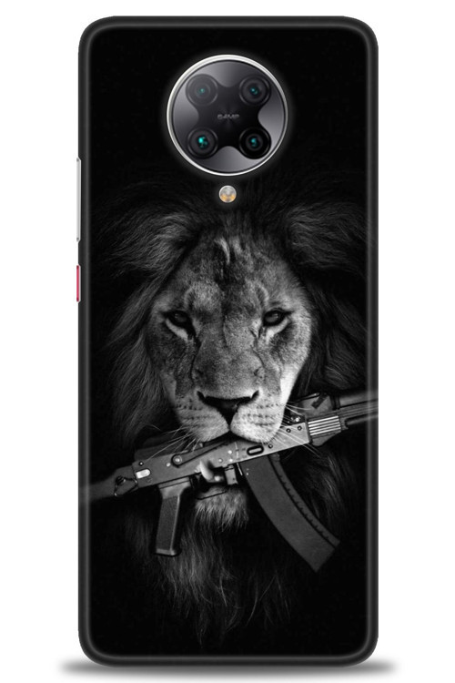 Xiaomi Poco F2 Pro Kılıf HD Baskılı Kılıf - Tüfek ve Aslan