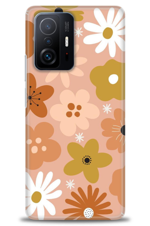 Xiaomi Mi 11T Kılıf HD Baskılı Kılıf - Kahveli Çiçekler