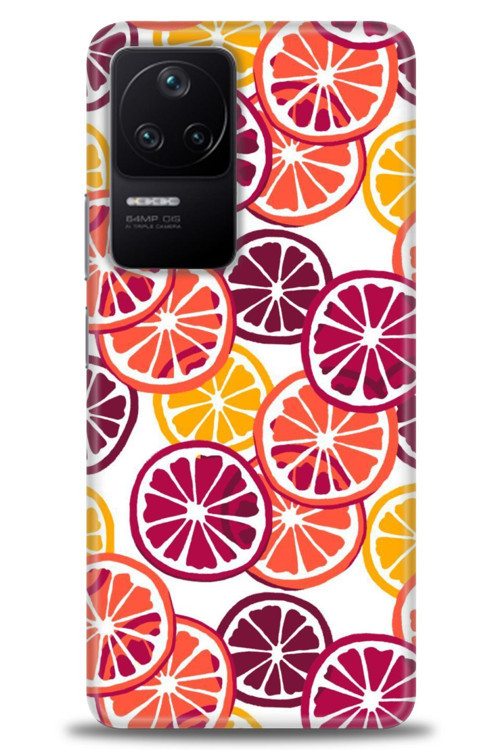 Xiaomi Poco F4 Kılıf HD Baskılı Kılıf - Bordo Limon Dilimleri