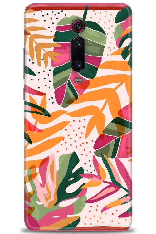Xiaomi Mi 9T Kılıf HD Baskılı Kılıf - Turuncu Pembe