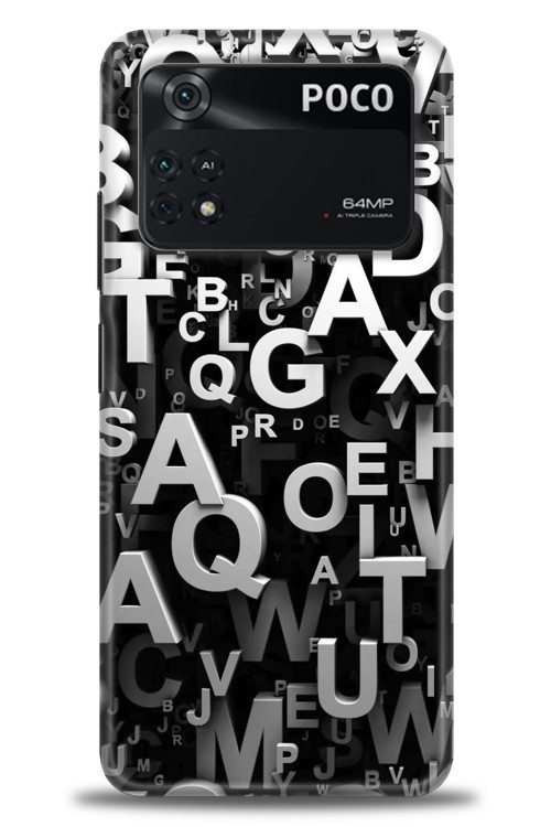 Xiaomi Poco M4 Pro 4G Kılıf HD Baskılı Kılıf - Harfler
