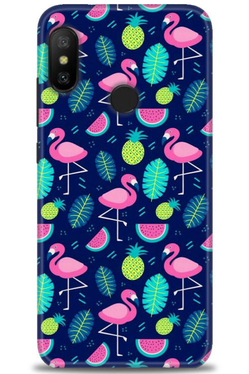 Xiaomi Mi A2 Lite Kılıf HD Baskılı Kılıf - Flamingo Ananas