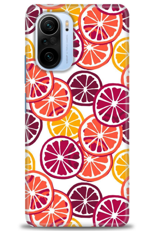 Xiaomi Poco F3 Kılıf HD Baskılı Kılıf - Bordo Limon Dilimleri