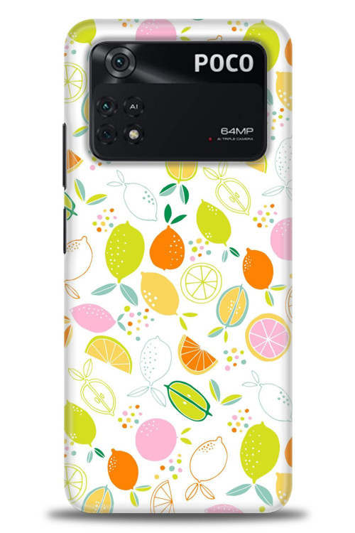 Xiaomi Poco M4 Pro 4G Kılıf HD Baskılı Kılıf - Renkli Limonlar