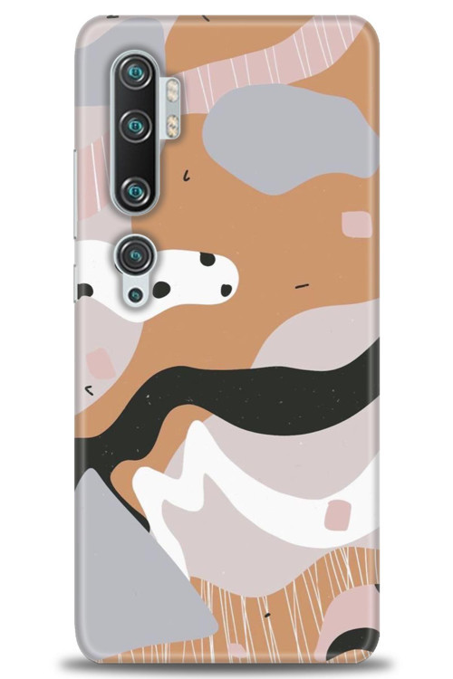 Xiaomi Mi Note 10 Pro Kılıf HD Baskılı Kılıf - Kahve Beyaz