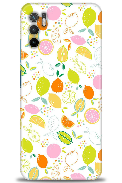 Xiaomi Poco M3 Pro Kılıf HD Baskılı Kılıf - Renkli Limonlar