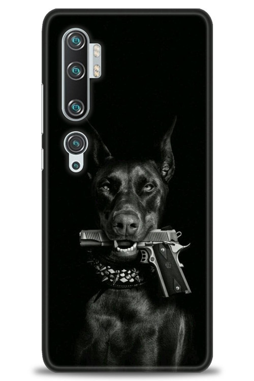 Xiaomi Mi Note 10 Kılıf HD Baskılı Kılıf - Tabanca ve Köpek