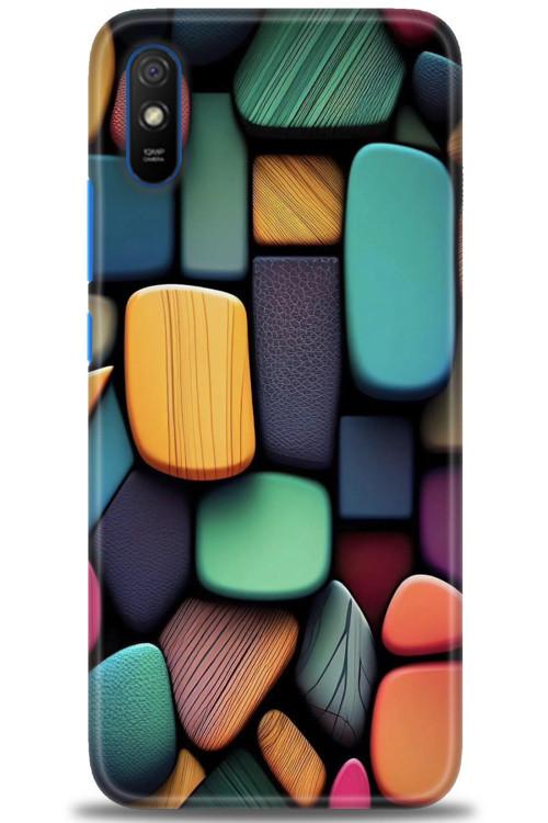 Xiaomi Redmi 9A Kılıf HD Baskılı Kılıf - Renkli Taşlar