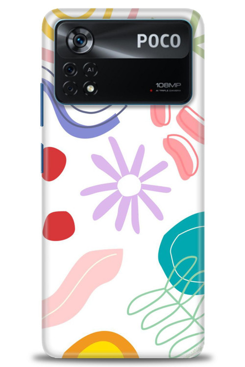 Xiaomi Poco X4 Pro 5G Kılıf HD Baskılı Kılıf - Çiçek Yıldız