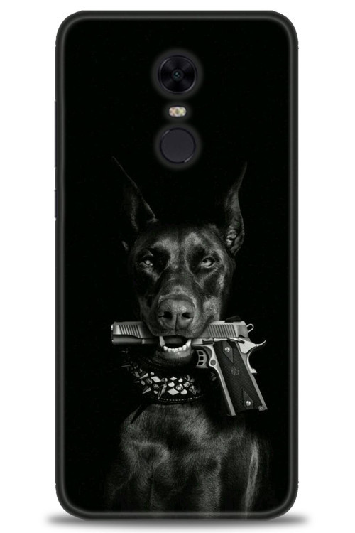 Xiaomi Redmi 5 Plus Kılıf HD Baskılı Kılıf - Tabanca ve Köpek