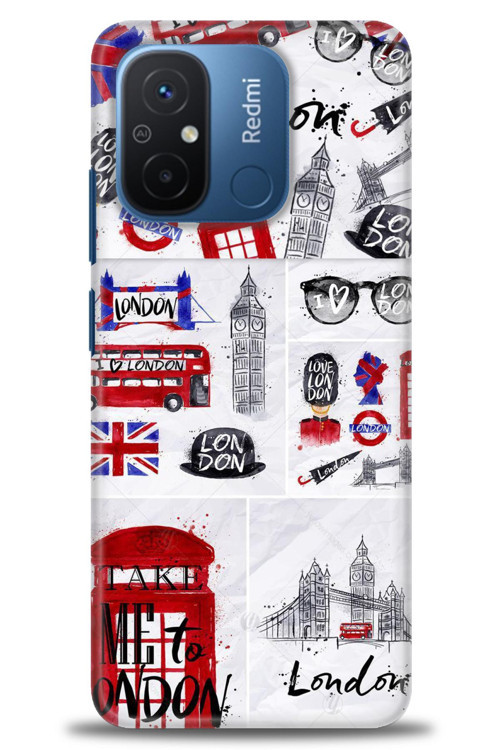 Xiaomi Redmi 12C Kılıf HD Baskılı Kılıf - London Set